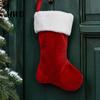 Classic Style Xmas Mantle Decor 18 Inch Christmas Stocking, Large Fireplace Hanging Plush Stocking Festive Party Scene Layout Props with White