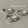 Su Chuang S925 Sterling Silver Double Heart Chain Ring, Women's Luxurious, Adjustable Open Design, Versatile Everyday Piece