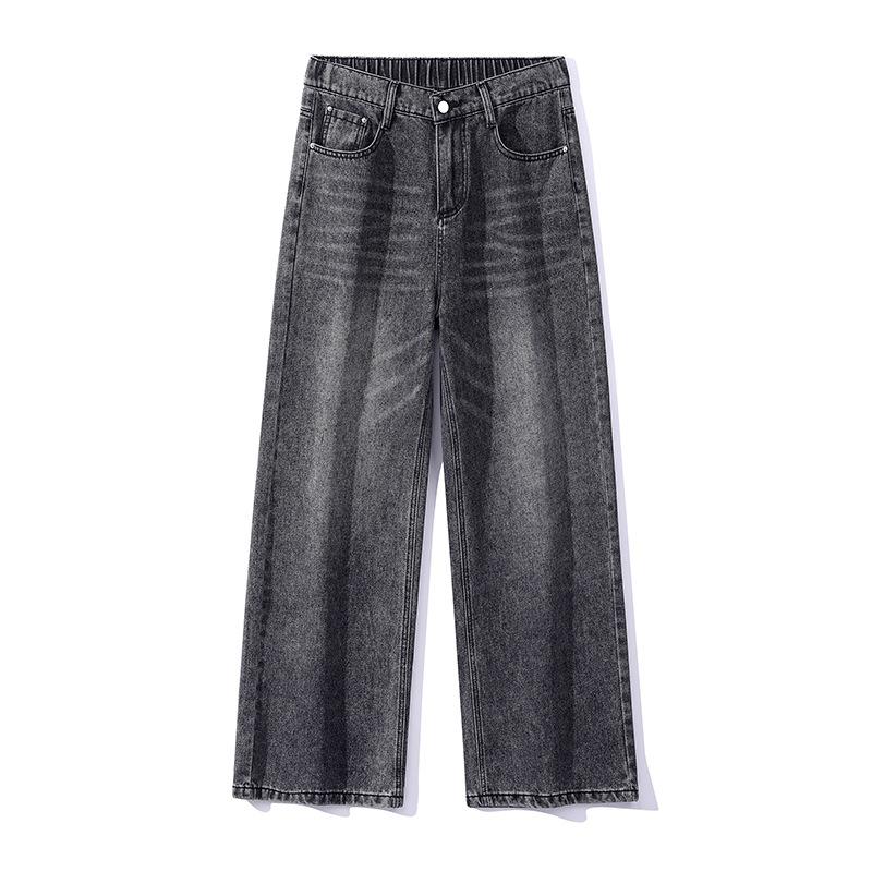

Hong Kong Style Semi-elastic Jeans for Men and Women Loose Straight Wide-leg Pants 3XL