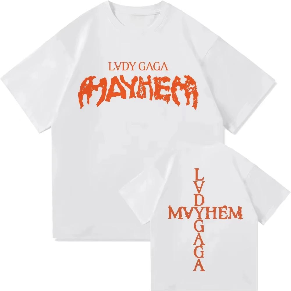 

2026Lady Gaga Mayhem New Album T Shirt Men Women Short Sleeve Cotton Tees Lady Gaga Tshirt Unisex Clothing Y2k Tops Streetwear 4XL