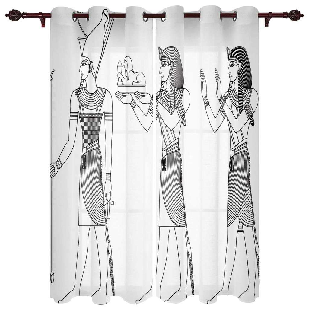 Egyptisk Tempelkultur Symbol Gardiner för Sovrum Kök Fönsterbehandlingar Kappa Gardiner för Vardagsrum