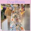 Spring French Style Printed Dress With Knit Fabric For Casual Women Wear