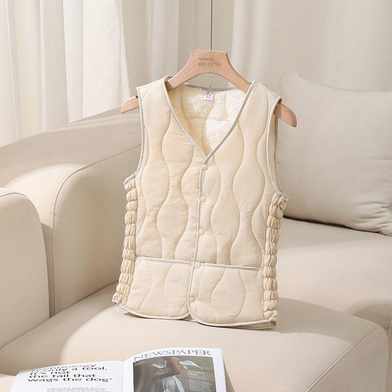 Down cotton vest women's velvet thickened new slim-fit short thermal liner collar bottomed light vest