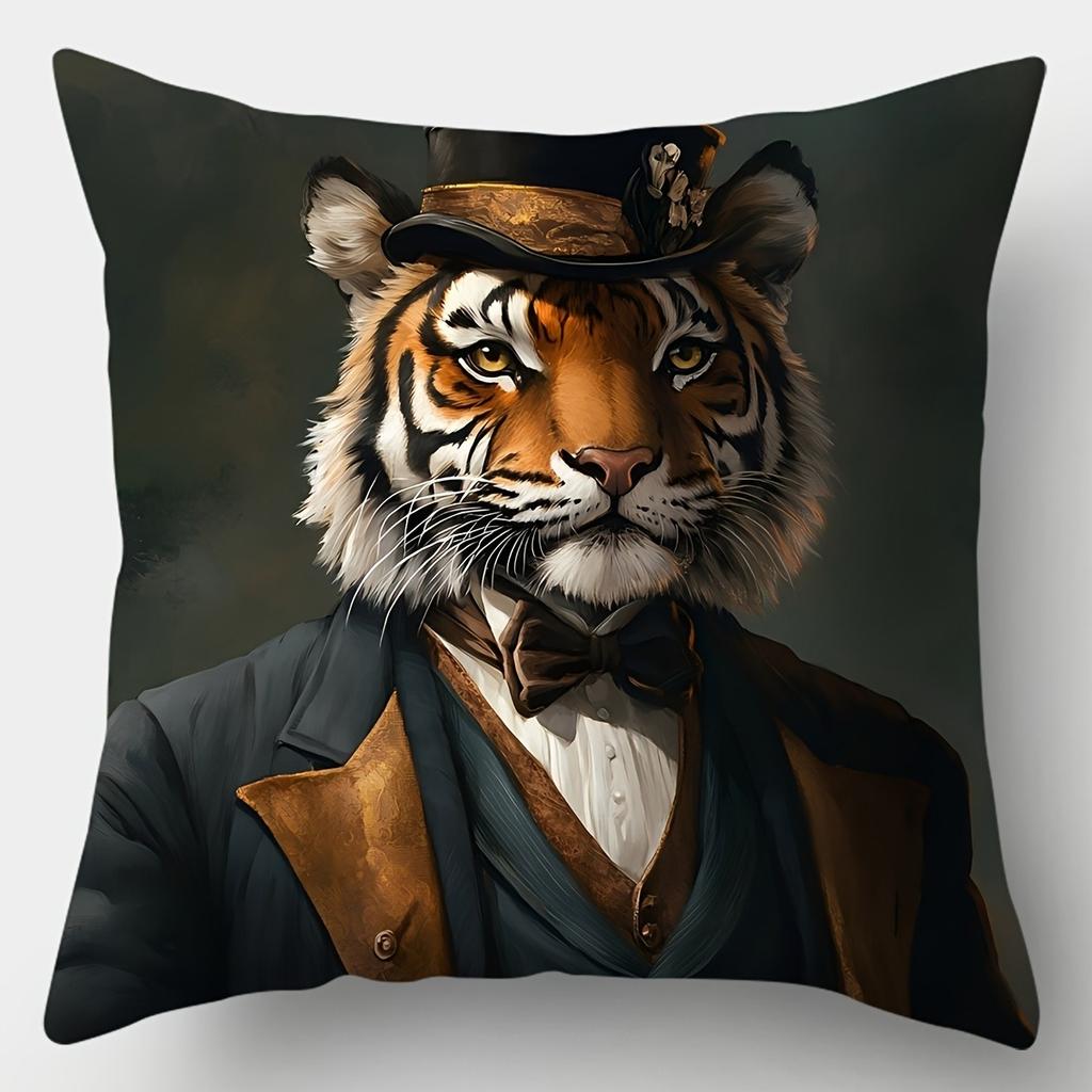 Fancy Animal Portraits PillowcasesLiving Room Sofa Cushion Cover, Soft and Comfortable, Bedroom Room Decoration