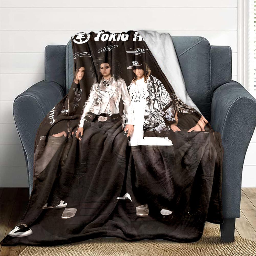 1pc Tokio Hotel Merchandise Blanket Soft All Season Throw with Vibrant Design, Perfect for Home, Travel, and Gifts, Ideal for Naps and Camping