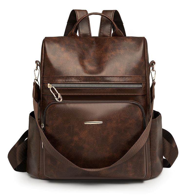 Backpack PU Soft Leather Niche Design Casual Shoulder Bag Large Capacity Simple Travel Fashion Commuting Backpack