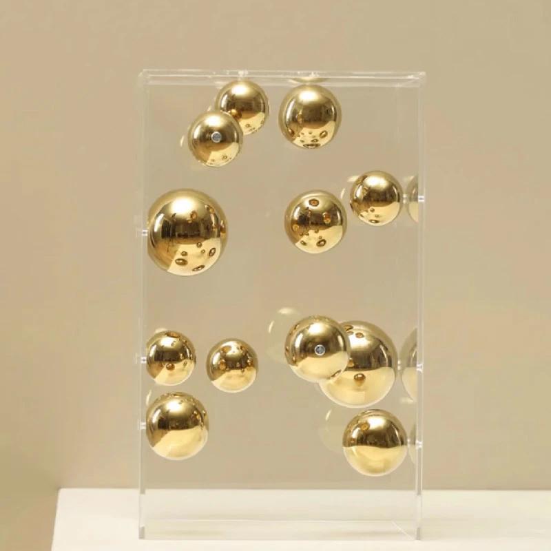 Creative Square Acrylic Cover Sphere Decoration Living Room Porch Cabinet Crafts Ornament Modern Clear Acrylic Square Home Decor