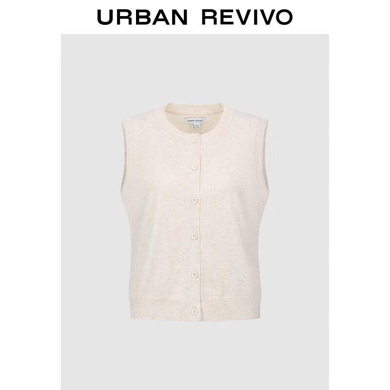 

UR Осень 2025 Простой повседневный короткий вязаный кардиган без рукавов UYY950062 S