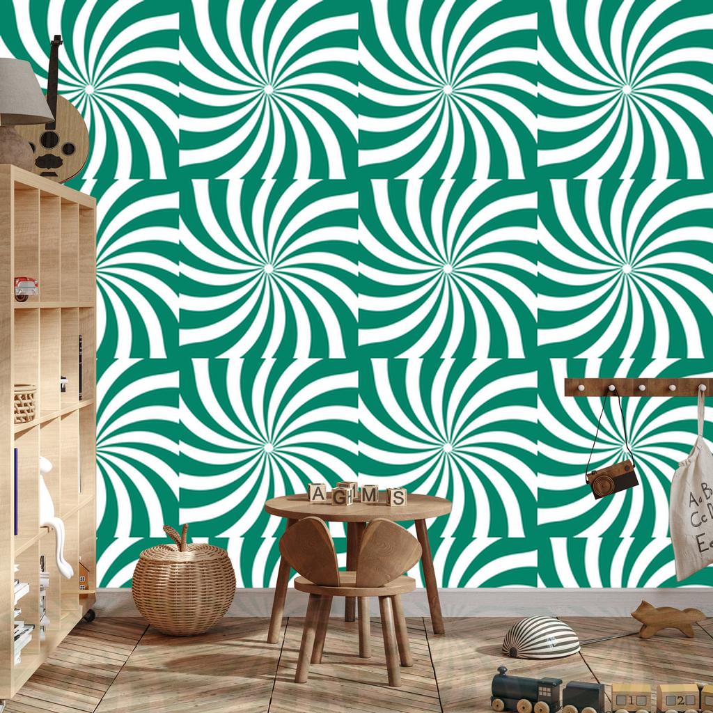 Hippie wallpaper sea background, white and mint for living room and bedroom 50x1000