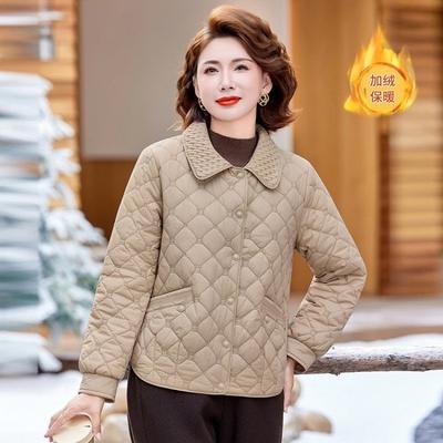 Medium Velvet Padded Jacket, Fashionable New Padded Jacket, Middle-aged and Elderly Top, Short Light Padded Jacket for Women