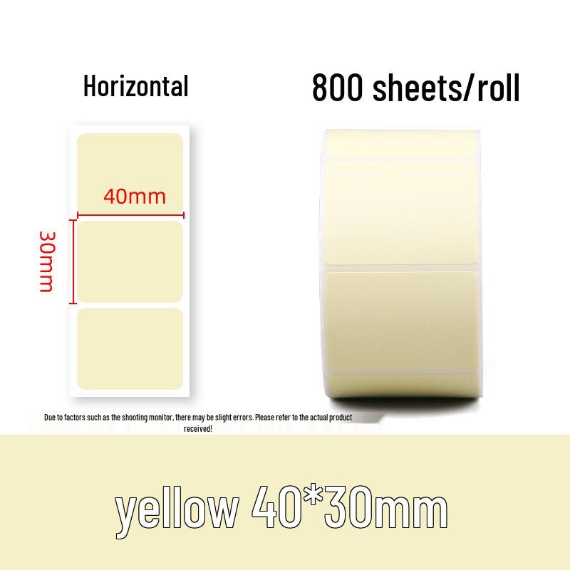 Multi-Color Waterproof Thermal Label Stickers for Milk Tea Shops (40x30mm, 60x40mm) - Yellow, Red, Blue, Self-Adhesive