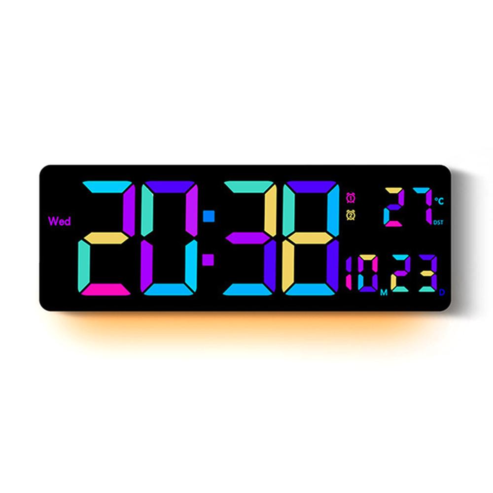 

6658RGB 16 Inch RGB Color Changing Wall Clock Living Room Large Screen Digital Electronic Clock A