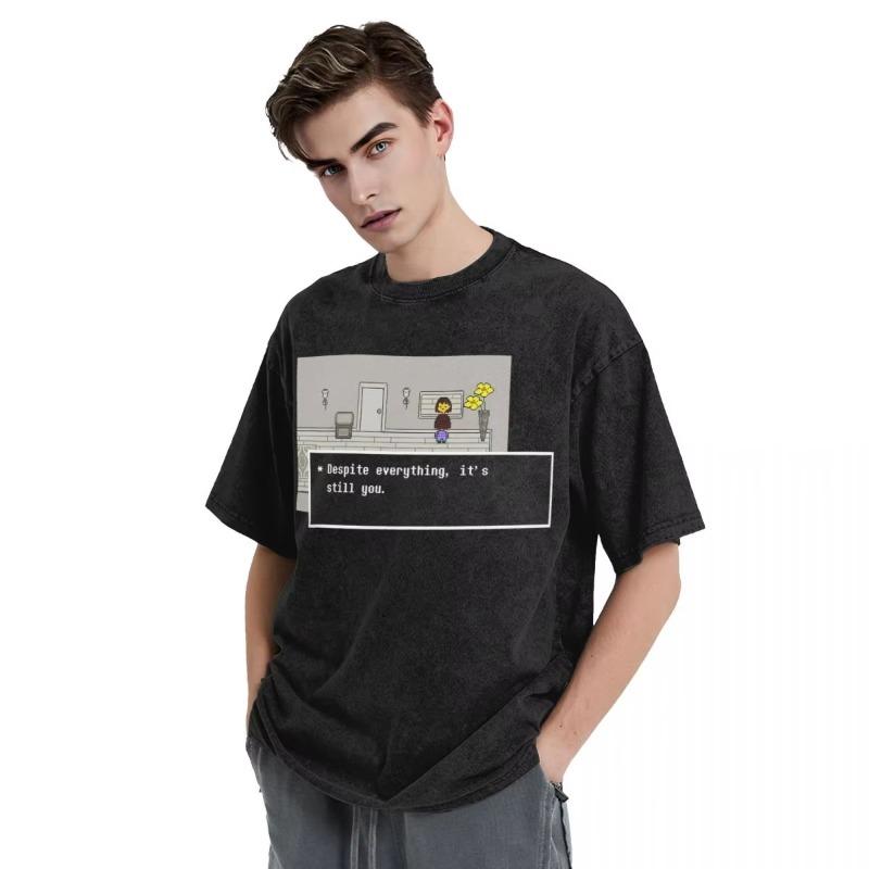 Frisk Despite Everything It's Still You Manga T Shirt Undertale Washed T-Shirts Short Sleeve Tees Tops Men Women Cotton Clothing