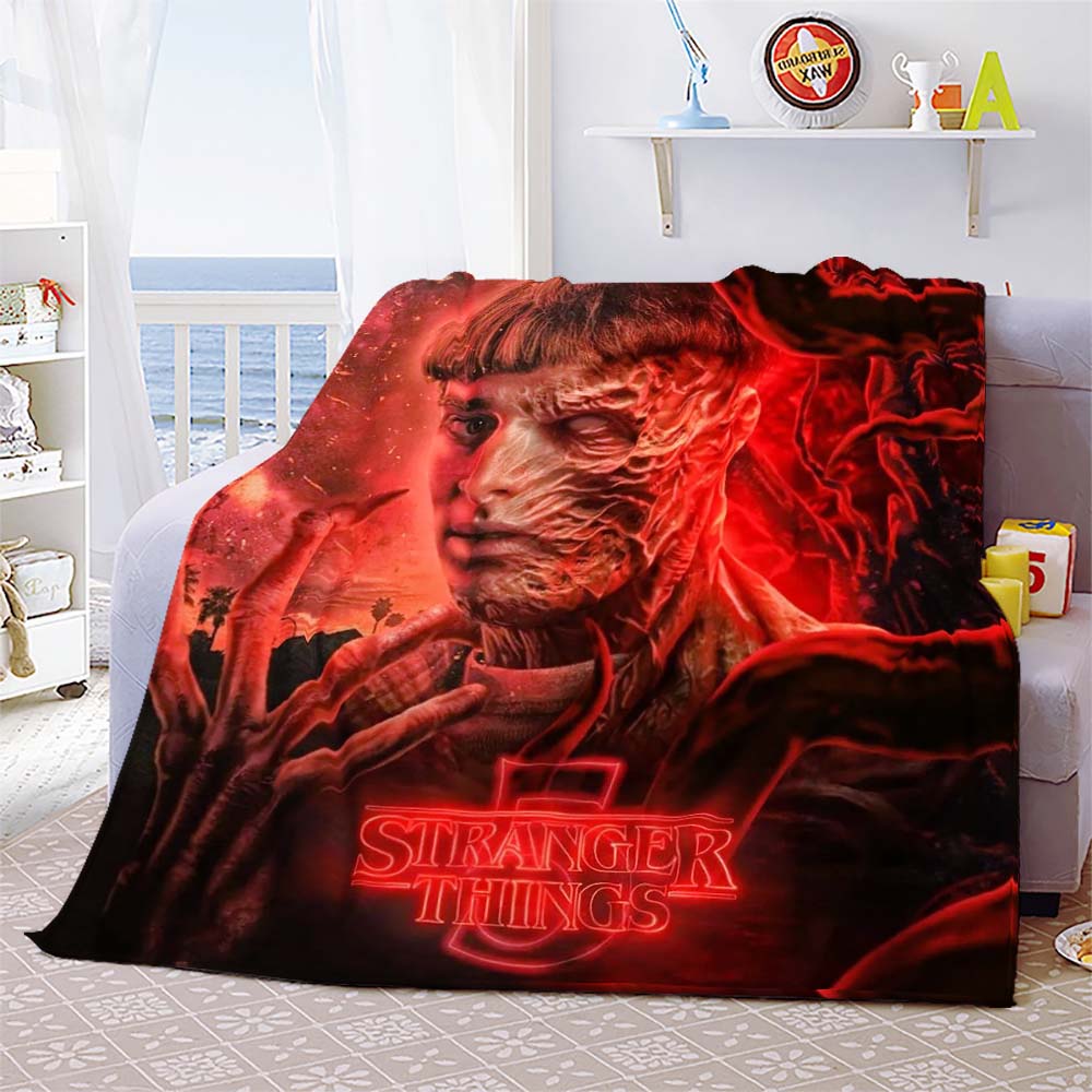 Vecna Stranger Things Mind Flayer Demogorgon Throw Blanket Cover Flannel Beds Sofa Bed Sheet Soft Bedding Room Decor Fans Gift