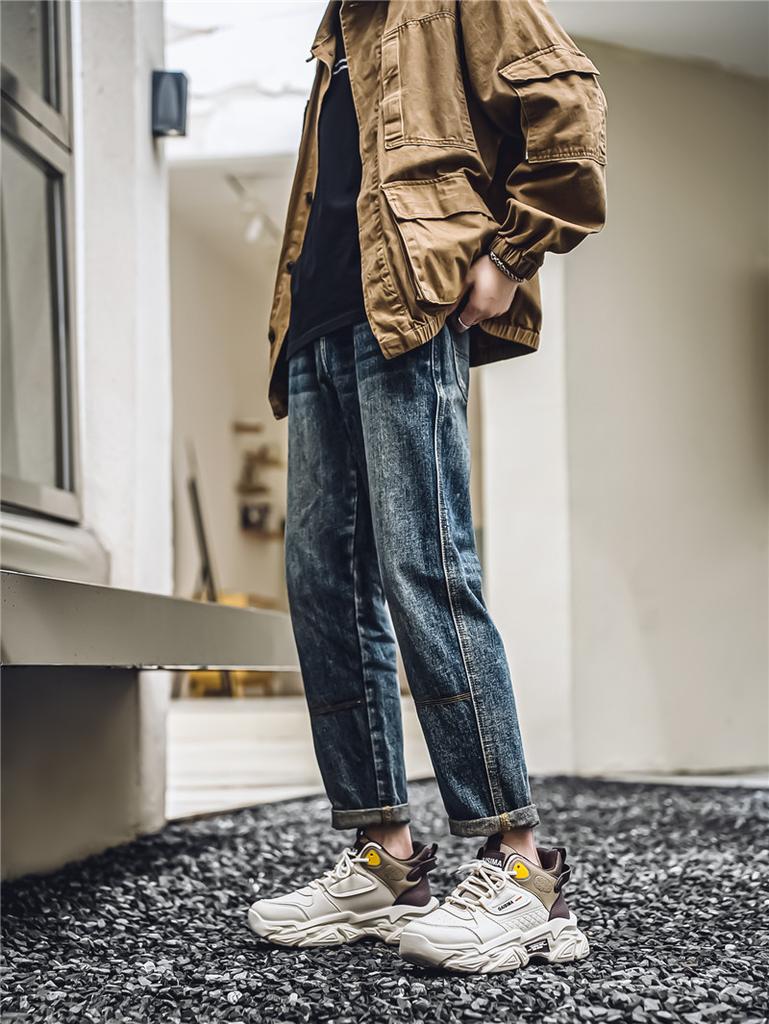 Men's Outdoor Lace Up Thick Soled Boots Fashionable and Versatile Sports and Leisure Shoes Short Boots for Men