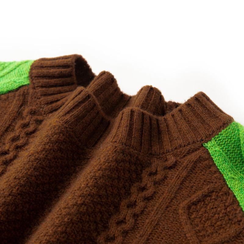 Women's Thick Pure Wool Color-Block Cable Knit Sweater