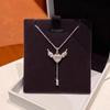 Summer New Heart Tassel Necklace Pink Crystal Pendant Wing Jewelry for Women