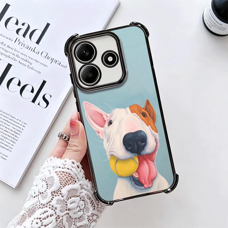 Perro Bull Terrier Lindos Cachorros Funda de Teléfono con Chapado Para Xiaomi Redmi Note 14 15 Pro Plus 13 12 11 11S 11T 10 9S 9 5G Anti-Caída Aira