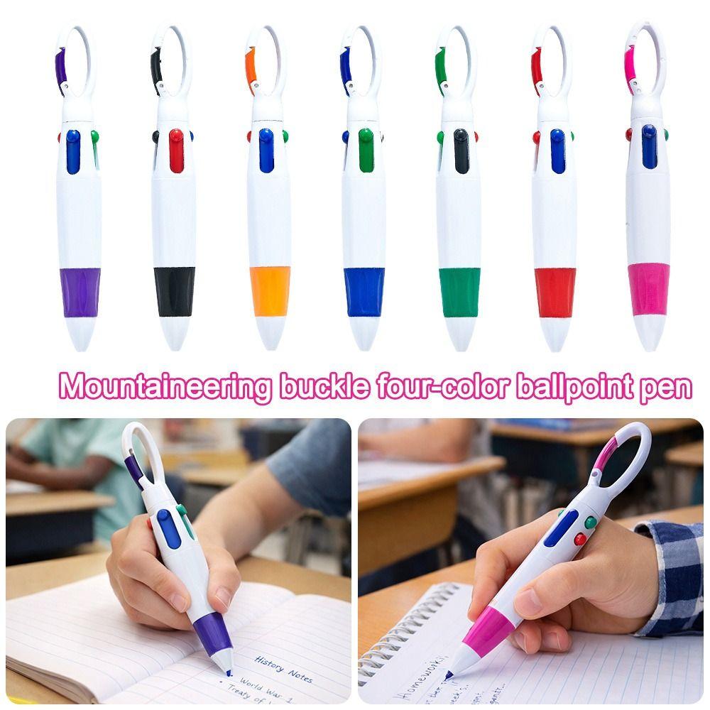 1pcs Press Type Carabiner Buckle Pen Plastic Neutral Pen Portable Ballpoint Pen Students