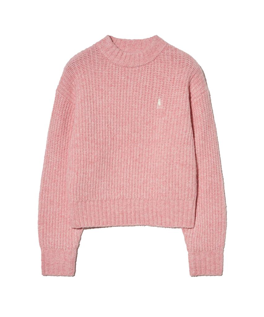 YALE Women'S Boucle Mock Neck Crop Knit_Pink