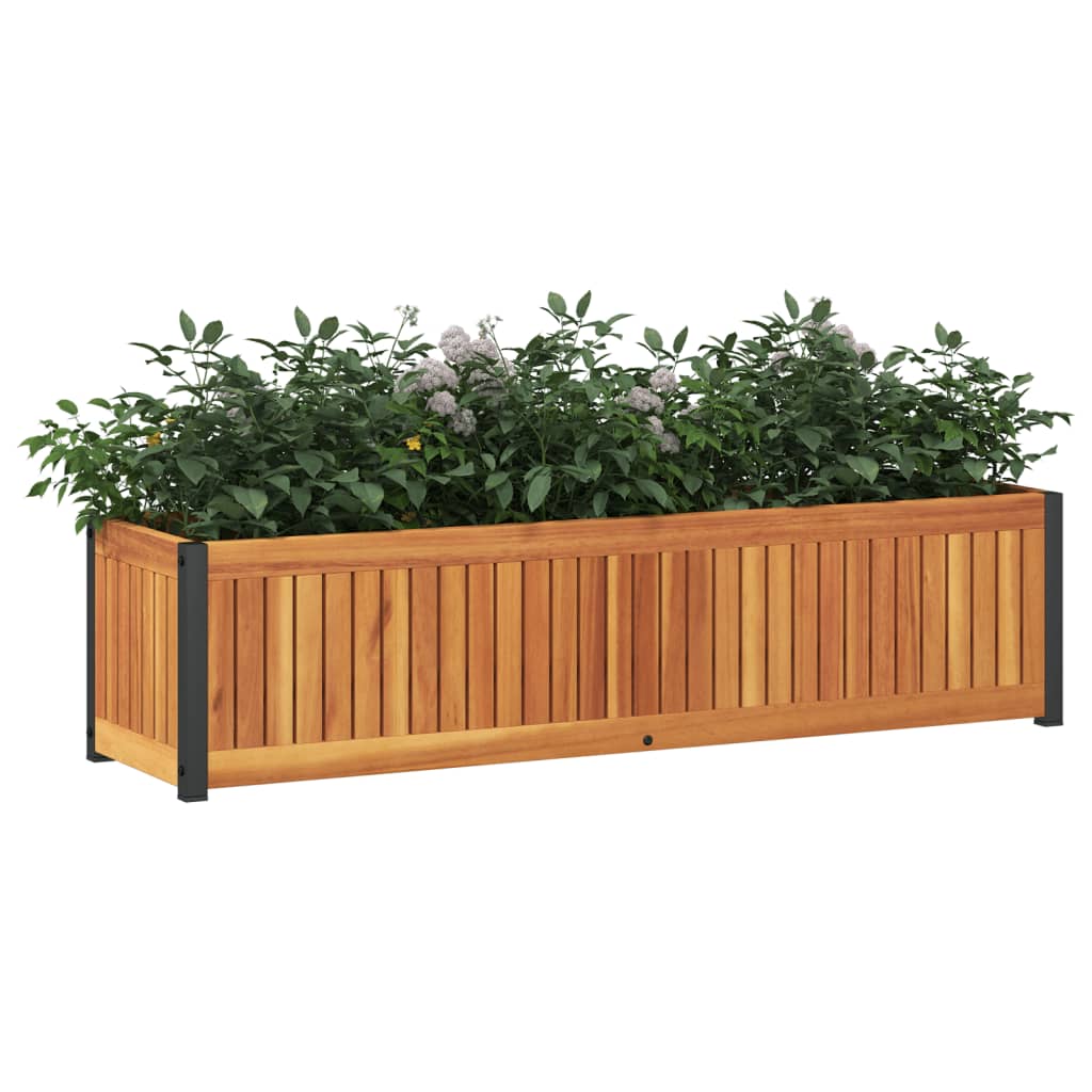 Plant Pot 110x30x27.5 cm Solid Acacia Wood and Steel