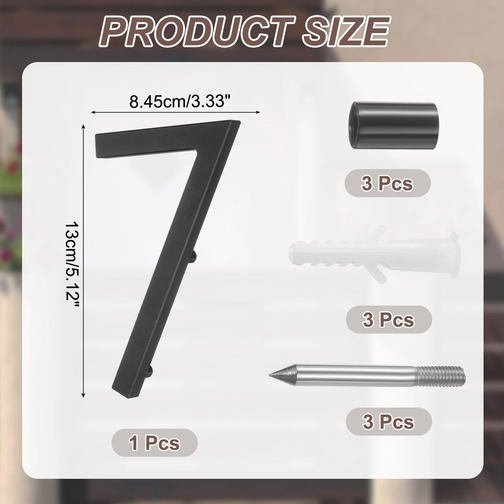 10" 0-9 Zwevende Huisnummers Massief Aluminium Modern Adresnummer voor Buiten met Spijkerkit voor Thuis Straat Kantoorbord Zwart