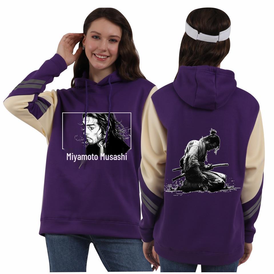 Vagabond Miyamoto Musashi Unisex Patchwork Fleece Hoodie for Autumn/Winter
