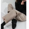 Gerade Wollhose für Damen, Herbst und Winter, hoch taillierte, lockere schwarze Hose