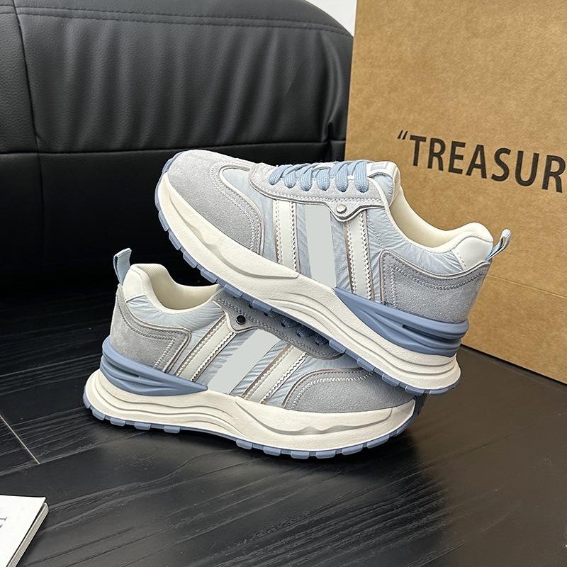 Leather platform dad shoes women's summer new yellow striped waffle casual sneakers