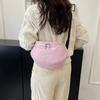 Soft Waterdrop Shape Canvas Shoulder Bag With Zipper Closure For Commute