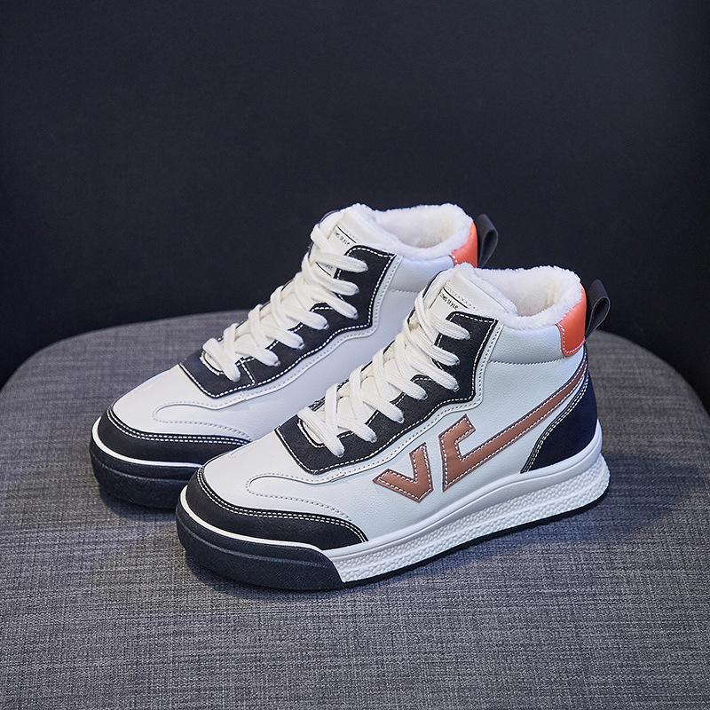 

Женские зимние кроссовки с мехом Теплые женские баскетбольные кроссовки Комфортная женская спортивная обувь для скейтборда Ботинки для снегоходов 38