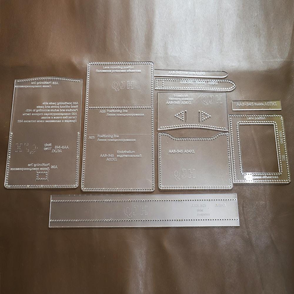 1Set Acrylic Leathercraft Templates for DIY Makeup Bag -Clear Stencil Patterns, DIY Handmade Cosmetic Pouch Design Mold Tools