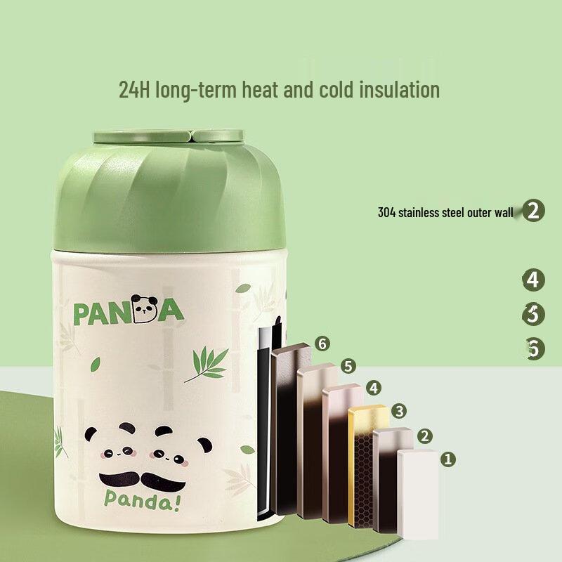 Uto Thermal Food Jar with 2 Panda Tote Bags