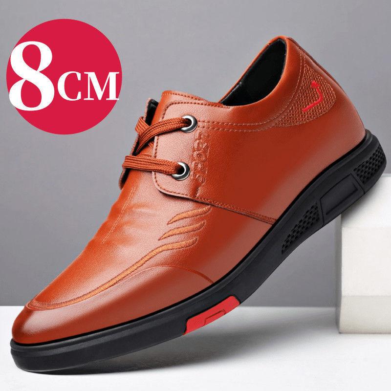 

Invisible inner height increase brown platform men s leather casual leather shoes British trend men s inner height increase dad shoes 44