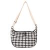 Stylish Urban Chic Plaid Pattern Woolen Crossbody Bag For Women In Black Or White