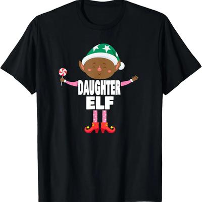 Daughter Black Elf African American Christmas Matching T-Shirt