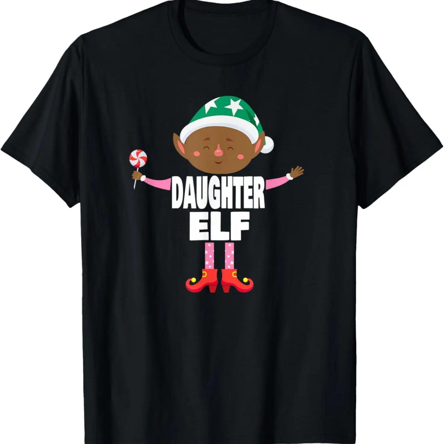 Daughter Black Elf African American Christmas Matching T-Shirt S