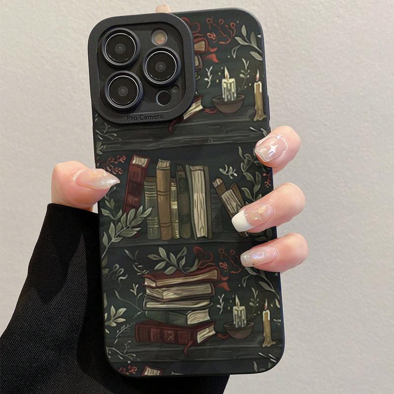 Vintage Bokhylle Telefondeksel For iPhone 16 15 14 13 12 11 Pro Max 7 8 Plus XS X SE 13promax XS Max Myk Støtsikker Bumper Telefon Bakdeksel