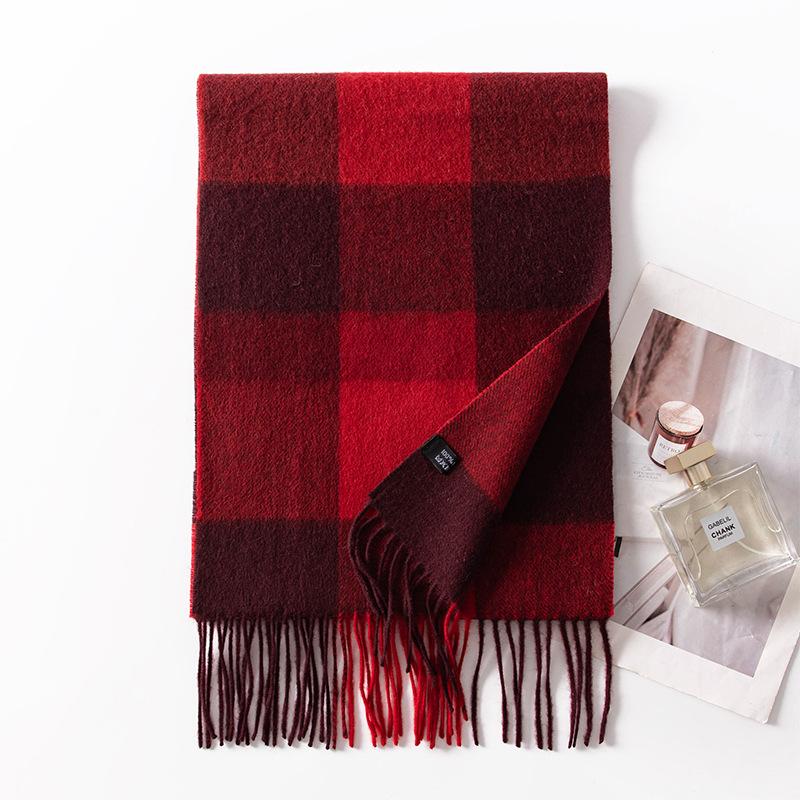 New Autumn and Winter Wool Scarf for Commuting Versatile Plaid Scarf Elegant Temperament  Tassel Scarf 30*180cm