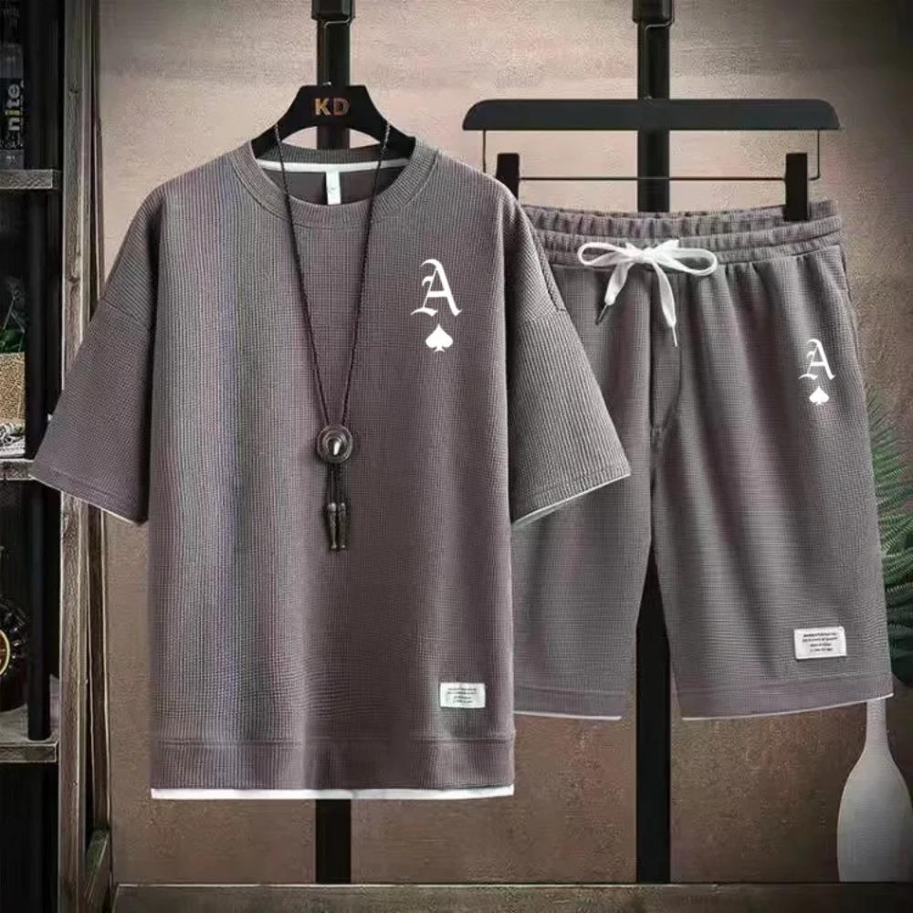 Modischer lässiger Herren-Sportanzug kurzärmeliges T-Shirt und Outdoor-Sommer-Sporthose zweiteiliges Set täglich lässig
