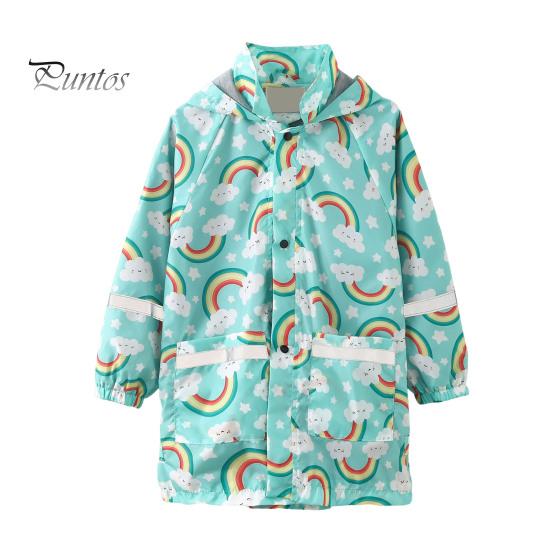 

Детский дождевик с мультяшным принтом, водонепроницаемая куртка с капюшоном, легкая ветровка на кнопках с карманами для активного отдыха на 3–11 лет 100cm G