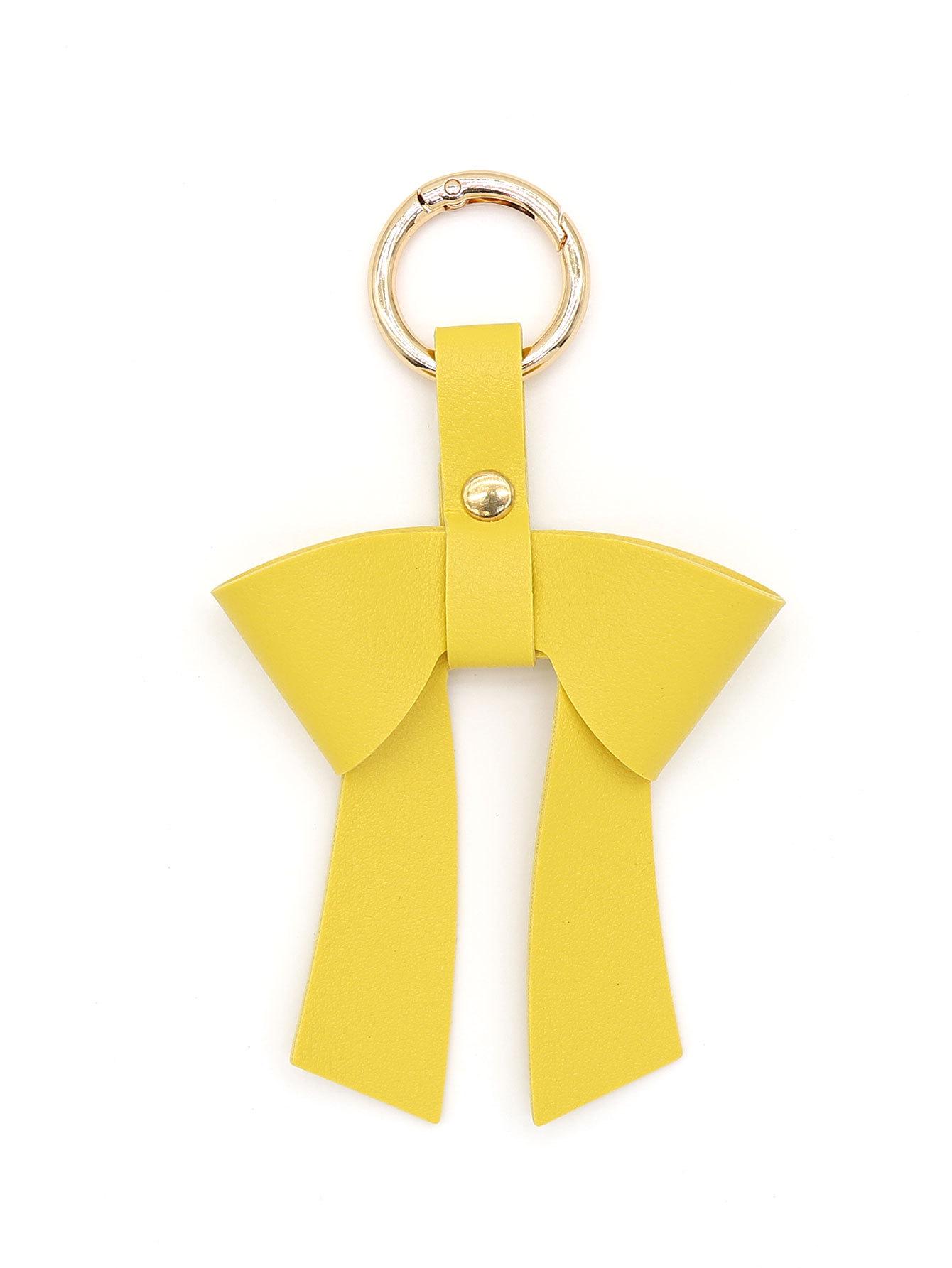 Dopamine PU Leather Bow Keychain Charm
