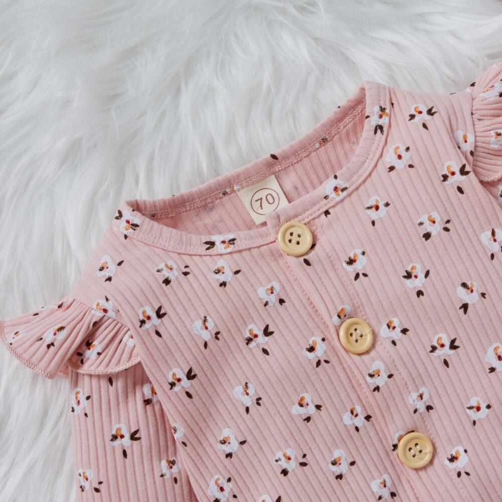 Baby Cute Floral Pit Strip Long-sleeved Jumpsuit Romper Romper Light Green 100cm