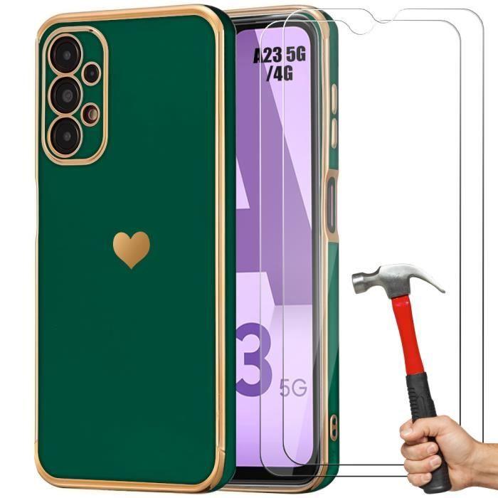 Silicone Case - Booling - for Samsung Galaxy A23 4G-5G - Night Green - Heart Pattern - Flexible TPU
