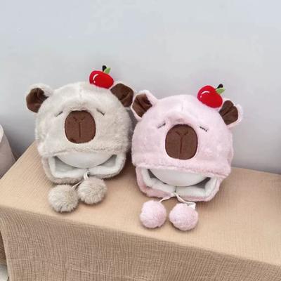 Children's Hats Winter Cute and Cute Capybara Animal Plush Ear Hats Thickened Cold-proof Boys and Girls Pullover Hats