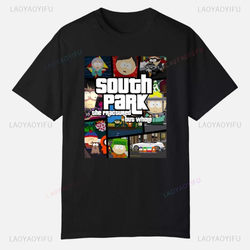 S-South Park Vlastní oblečení Vtipná trička s potiskem Bavlněná trička s krátkým rukávem Jednobarevná trička Oblečení Pánské Streetwear Grafické tričko