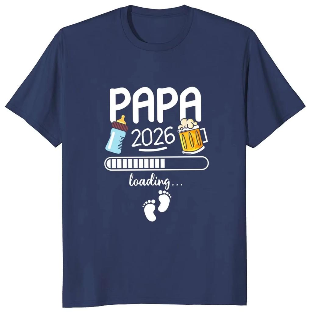 Papa 2026 Lustiger Zukünftiger Vater Bierliebhaber Baumwolle Bedrucktes T-Shirt Muster Hohe Qualität Herren Kurzarm-T-Shirt Herren Oberteil