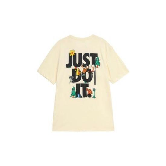 Men's White Nike Logo Print Crew Neck T-Shirt