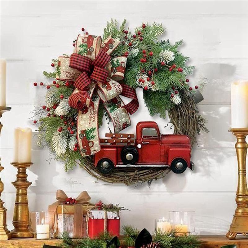 15.7 Inch Christmas Wreath Decor Garland Artificial Flower Wreath Perfect For Christmas And New Year Decoration Easy Install
