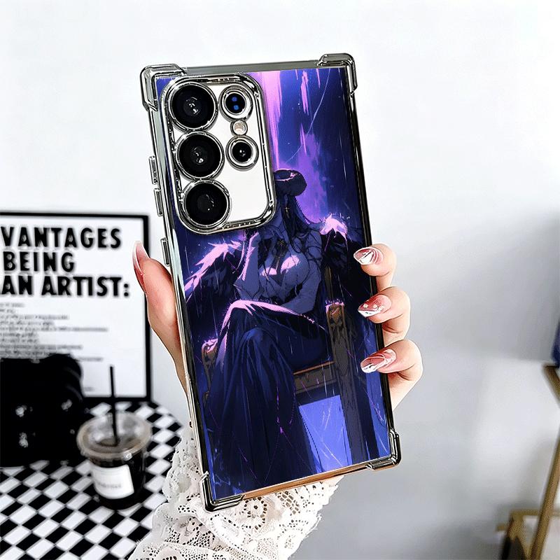 Albedo O-Overlords Anime Plating Phone Case For Samsung Galaxy S24 S25 FE S26 Edge S23 Ultra S22 S21 Plus S20 Anti-Fall Airabag
